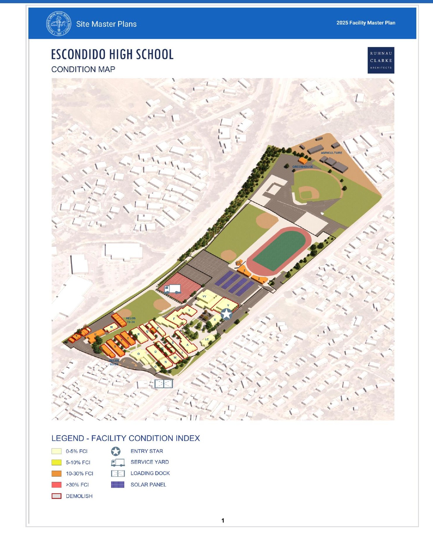 Escondido High School condition map from the 2025 Long Range Facilities Master Plan